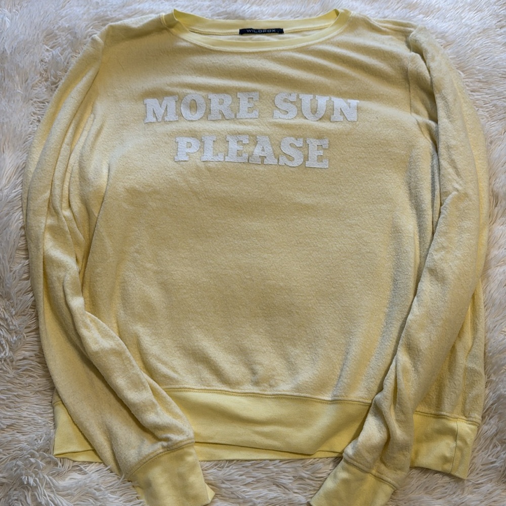 Wildfox yellow “More Sun Please” sweatshirt top L ☀️